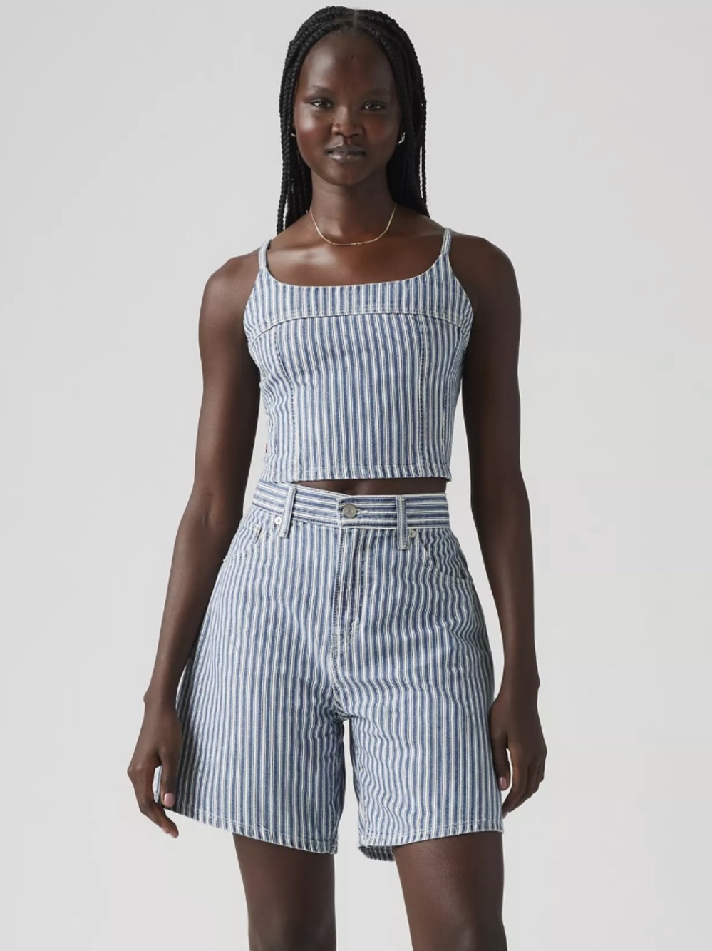 Levi's Blue & White Striped Tank Top